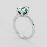2.44 Ct. Greenish Blue Sapphire Ring, Platinum 950 2