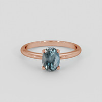 3.20 Ct. Greenish Blue Sapphire Ring, 14K Rose Gold 1