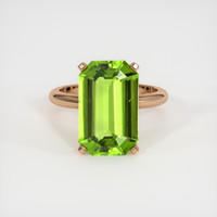 7.27 Ct. Green (Lime Green) Peridot Ring, 18K Rose Gold 1