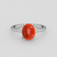 1.00 Ct. Orangish Red Coral Ring, Silver 1