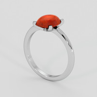 1.00 Ct. Orangish Red Coral Ring, Silver 2