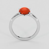 1.00 Ct. Orangish Red Coral Ring, Silver 3