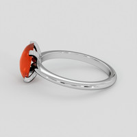 1.00 Ct. Orangish Red Coral Ring, Silver 4