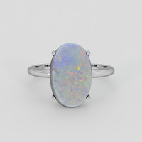 2.86 Ct. Multi Color White Opal (Light Opal) Ring, Silver 1