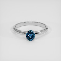 0.65 Ct. Greenish Blue Sapphire Ring, Silver 1