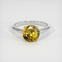2.10 Ct. Yellowish Green Sphene (Titanite) Ring, 10K White Gold 1