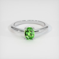 0.73 Ct. Yellowish Green Chrome Tourmaline Ring, 10K White Gold 1