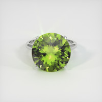 8.62 Ct. Green (Lime Green) Peridot Ring, 10K White Gold 1