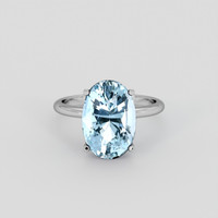 5.99 Ct. Blue Aquamarine Ring, 10K White Gold 1