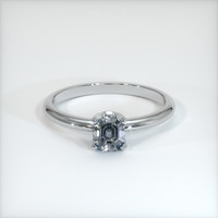 0.68 Ct. Greyish Blue Sapphire Ring, 10K White Gold 1
