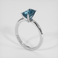 2.01 Ct. Greenish Blue Sapphire Ring, 14K White Gold 2