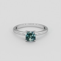 1.25 Ct. Greenish Blue Sapphire Ring, 14K White Gold 1