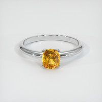 0.70 Ct. Orange Sapphire Ring, 14K White Gold 1
