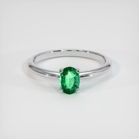0.39 Ct. Emerald Ring, 18K White Gold 1