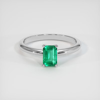 0.52 Ct. Emerald Ring, 18K White Gold 1