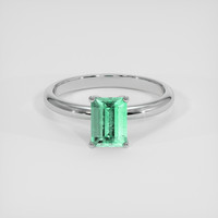 1.00 Ct. Emerald Ring, 18K White Gold 1