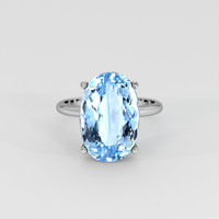 8.48 Ct. Blue Aquamarine Ring, 18K White Gold 1