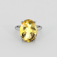 9.16 Ct. Yellow Citrine Ring, 18K White Gold 1