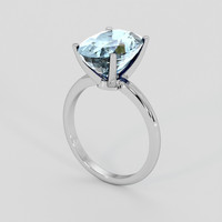 5.99 Ct. Blue Aquamarine Ring, 18K White Gold 2