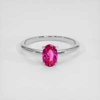 0.85 Ct. Pink Sapphire Ring, 18K White Gold 1