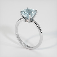 2.86 Ct. Bluish Green Sapphire Ring, 18K White Gold 2