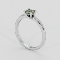 0.73 Ct. Brownish Green Sapphire Ring, 18K White Gold 2