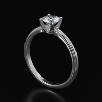 0.49 Ct. White Sapphire Ring, 18K White Gold 2