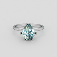 2.44 Ct. Greenish Blue Sapphire Ring, 18K White Gold 1