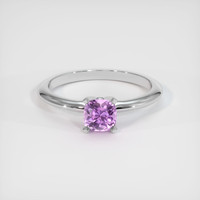 0.85 Ct. Pinkish Purple Sapphire Ring, 18K White Gold 1