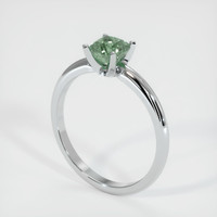 1.01 Ct. Bluish Green Sapphire Ring, 18K White Gold 2