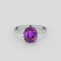 3.20 Ct. Purple Sapphire Ring, 18K White Gold 1