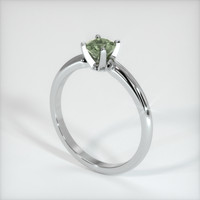 0.69 Ct. Yellowish Green Sapphire Ring, 18K White Gold 2