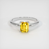 1.09 Ct. Yellow Sapphire Ring, 18K White Gold 1