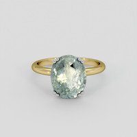 4.70 Ct. Bluish Green Sapphire Ring, 18K White & Yellow 1