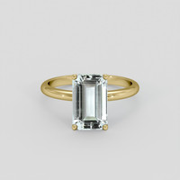 3.14 Ct. Blue Aquamarine Ring, 10K Yellow Gold 1