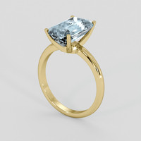 3.29 Ct. Blue Aquamarine Ring, 10K Yellow Gold 2