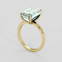 3.74 Ct. Bluish Green Aquamarine Ring, 10K Yellow Gold 2