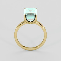 3.74 Ct. Bluish Green Aquamarine Ring, 10K Yellow Gold 3