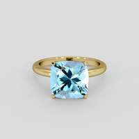 3.80 Ct. Blue Aquamarine Ring, 10K Yellow Gold 1