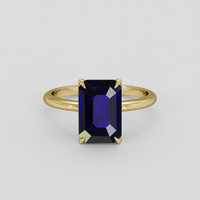 3.06 Ct. Blue Sapphire Ring, 10K Yellow Gold 1
