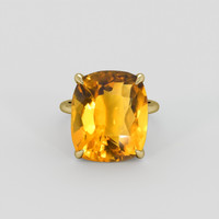 16.32 Ct. Yellowish Orange Citrine Ring, 14K Yellow Gold 1