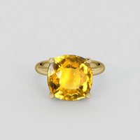 6.10 Ct. Yellow Citrine Ring, 14K Yellow Gold 1