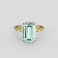 3.74 Ct. Bluish Green Aquamarine Ring, 14K Yellow Gold 1
