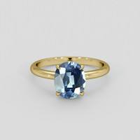 2.35 Ct. Greenish Blue Sapphire Ring, 14K Yellow Gold 1
