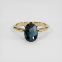 3.01 Ct. Greenish Blue Sapphire Ring, 14K Yellow Gold 1