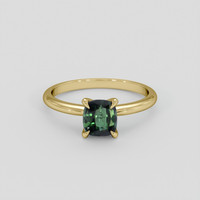 1.20 Ct. Bluish Green Sapphire Ring, 14K Yellow Gold 1