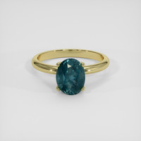 2.52 Ct. Bluish Green Sapphire Ring, 14K Yellow Gold 1