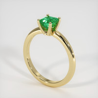 0.64 Ct. Emerald Ring, 18K Yellow Gold 2