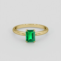 0.91 Ct. Emerald Ring, 18K Yellow Gold 1