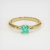 0.72 Ct. Emerald Ring, 18K Yellow Gold 1